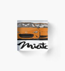 MX5 Miata Generations Orange T-Shirt Acrylic Block