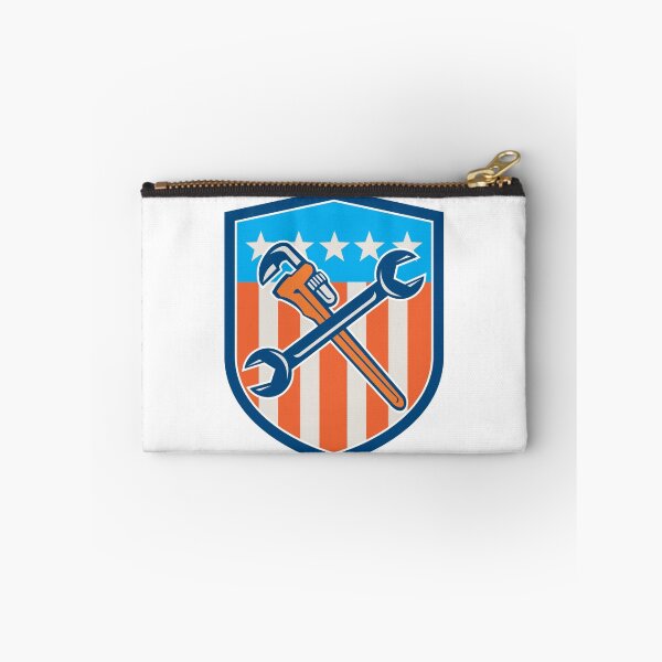 Item preview, Spanner Monkey Wrench Crossed USA Flag Shield  designed and sold by patrimonio.