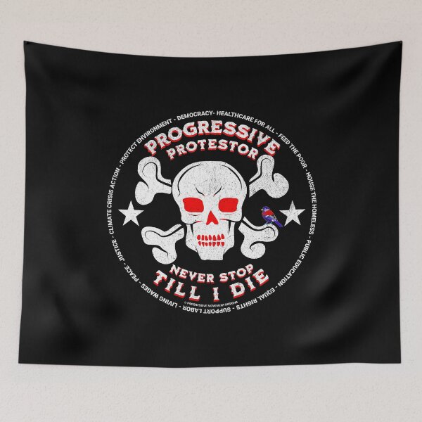 Item preview, PMD00428 Progressive Movement Designs Protestor distressed Skull Style for Progressives or democrats or Bernie Sanders supporters with goals designed and sold by ProgressiveLeft.