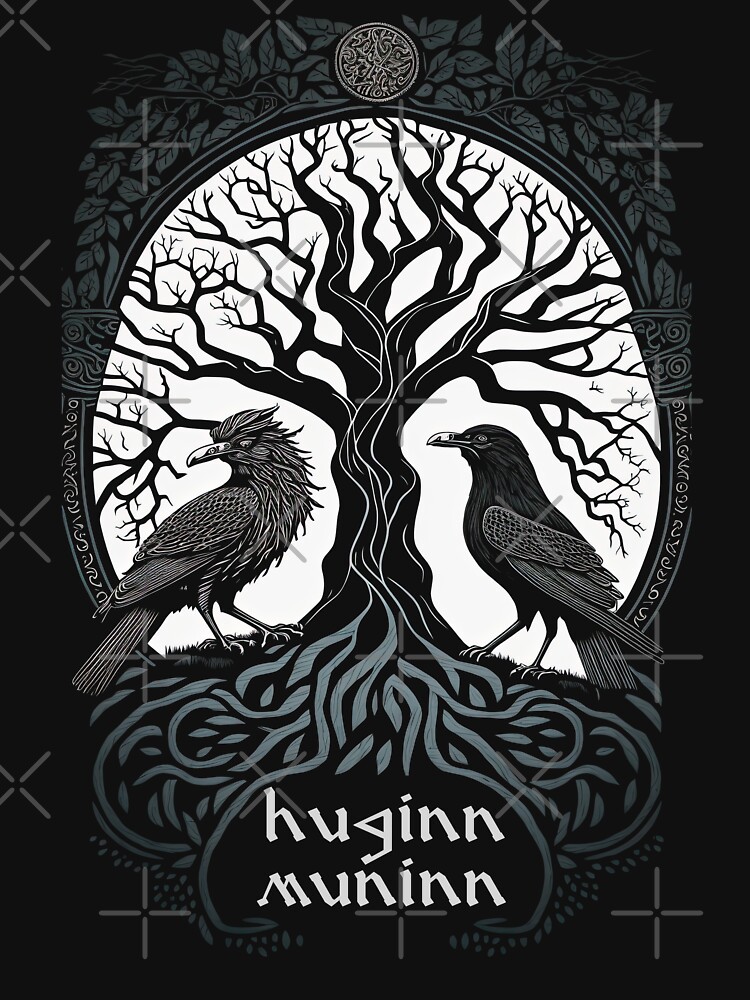 : Old Norse Hugin and Munin Odin's Ravens Premium T