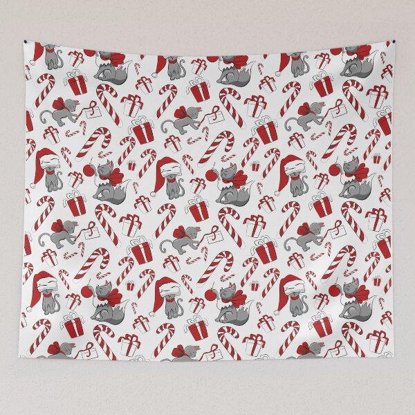 Item preview, Christmas Cat Pattern all White designed and sold by polygonmaster.