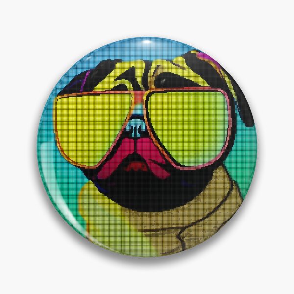 Artikelvorschau, Neon Colorful Abstract Pug 8-bit Pixel Art entworfen und verkauft von PixelDripped.