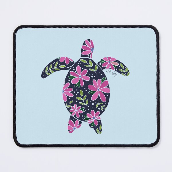 Item preview, Floral Sea Turtle - cool colors designed and sold by srsig designs.
