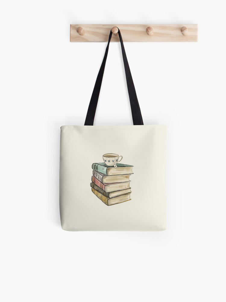 Vintage Book Stack and Tea Tote Bag for Sale by HopesPalette