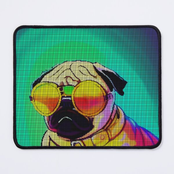 Artikelvorschau, Neon Colorful Abstract Pug 8-bit Pixel Art entworfen und verkauft von PixelDripped.