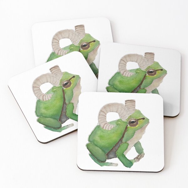 Item preview, Frog with Horns Watercolor designed and sold by lizzythelizard1.