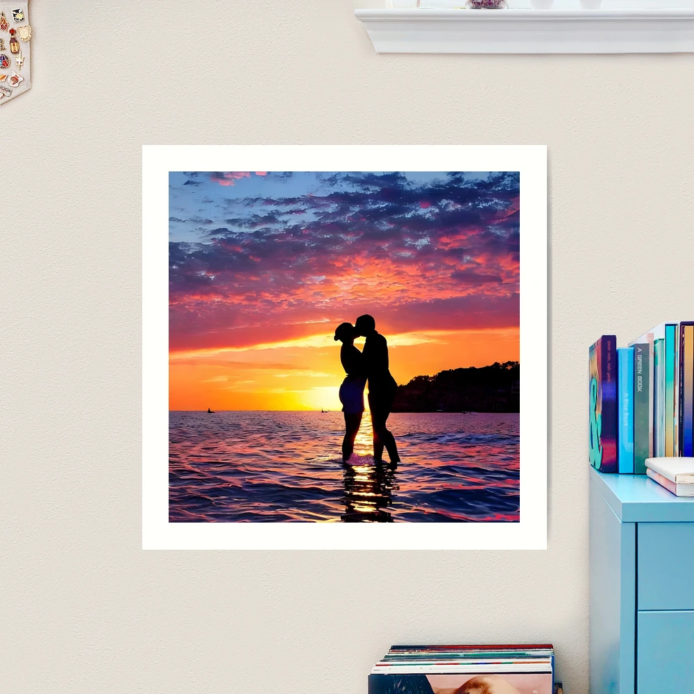 Sunset Romance: A Kiss by the Ocean