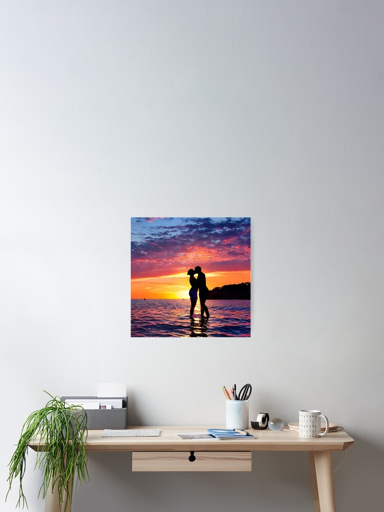 Sunset Romance: A Kiss by the Ocean