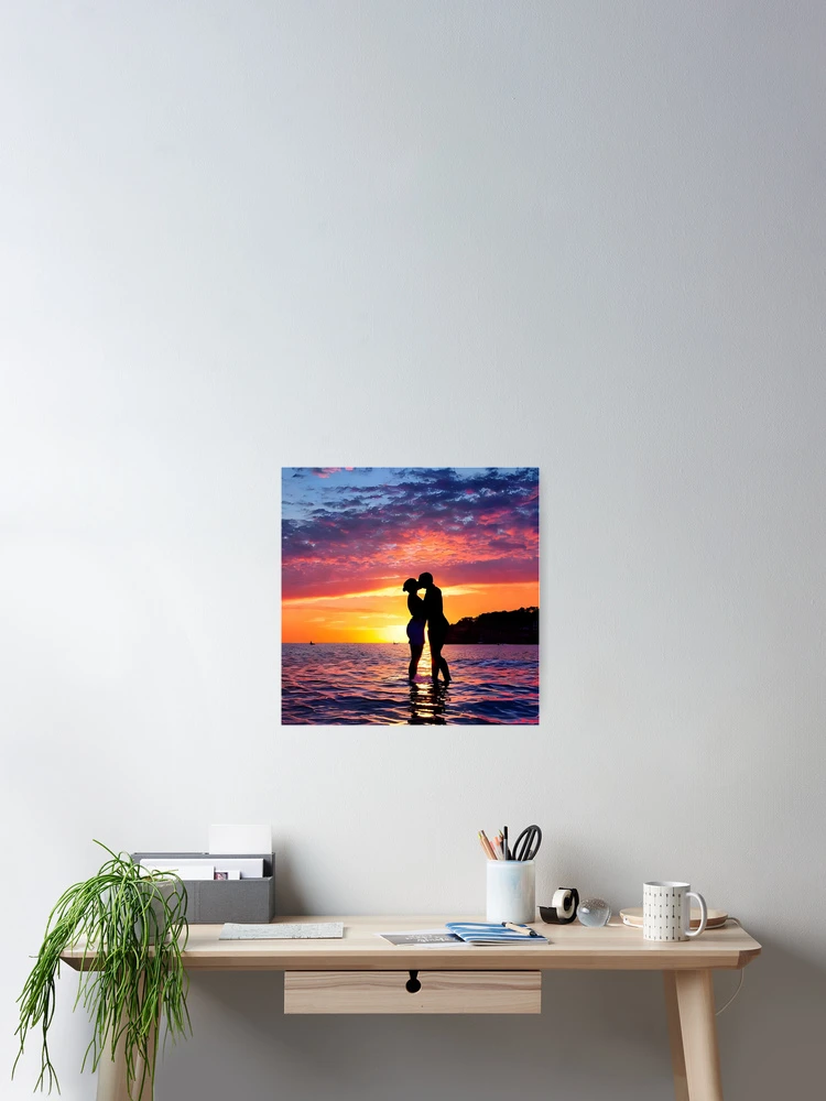 Sunset Romance: A Kiss by the Ocean