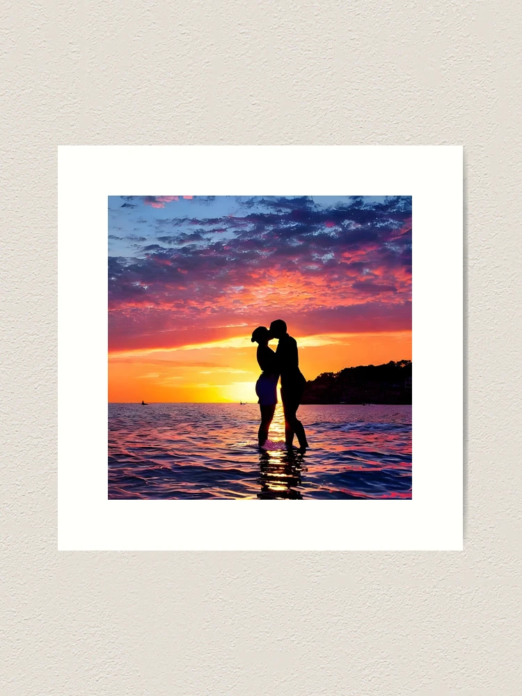 Sunset Romance: A Kiss by the Ocean