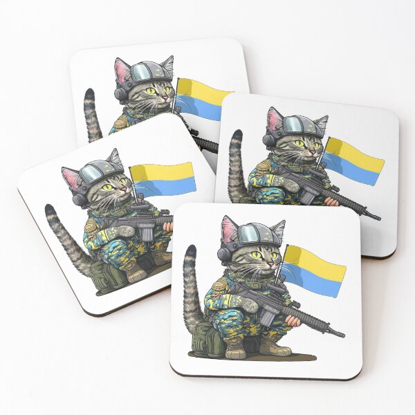 Item preview, Gato ucraniano con banderas en la guerra, gato soldado designed and sold by pixeldizajn.
