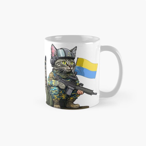 Item preview, Ukrainian cat with flags in the war, cat soldier designed and sold by pixeldizajn.