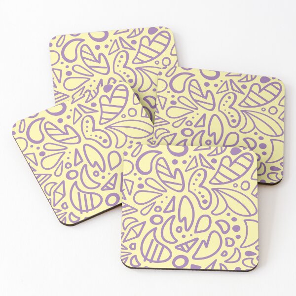 Aperçu de l'œuvre Contour violet sur fond jaune motif Doodle créée et vendue par Elena Romashko.