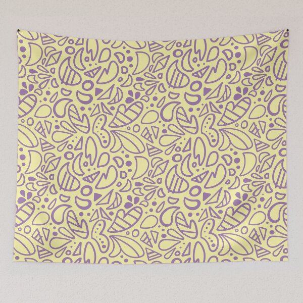Artikelvorschau, Violetter Umriss auf gelbem Hintergrund Doodle-Muster entworfen und verkauft von Elena Romashko.