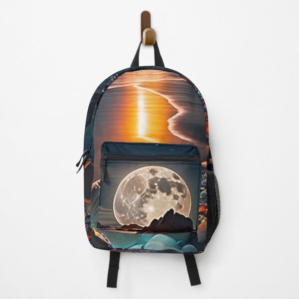 Item preview, Abstract Moon Rising at the Beach with Luminous stones in the Sand being washed by the Salty Ocean Water designed and sold by JAMMCREATIONS.