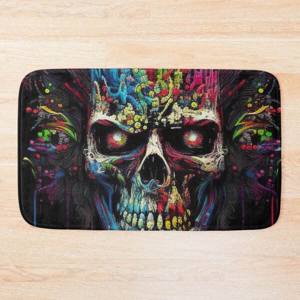 Item preview, Colorful happy pixelated skull designed and sold by RK - Shop.