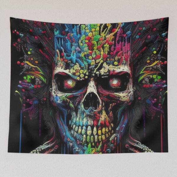 Item preview, Colorful happy pixelated skull designed and sold by RK - Shop.