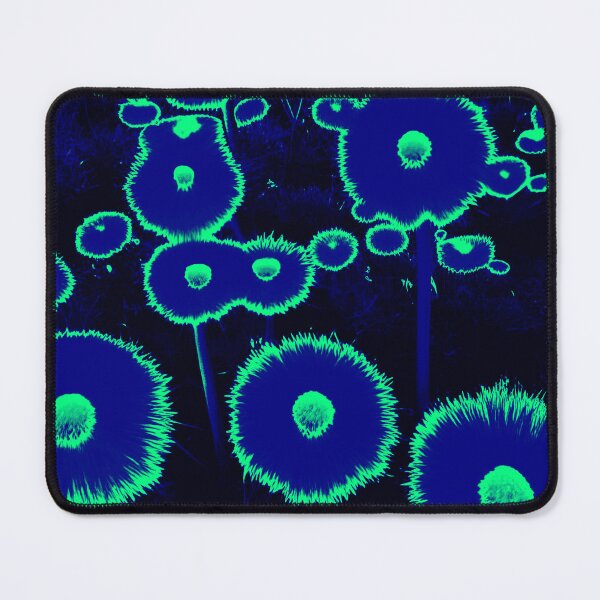Item preview, Blue Green Glowing Abstract Dandelions designed and sold by asurtiumgreen.