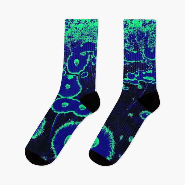 Item preview, Blue Green Glowing Abstract Dandelions designed and sold by asurtiumgreen.