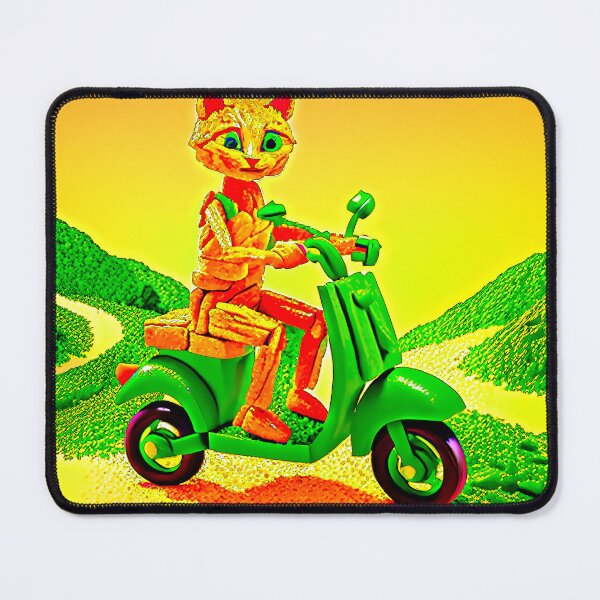 Item preview, *FUNNY COMIC BOOK ILLUSTRATION OF A CAT EATING SPAGHETTI BY RIDING SCOOTER* designed and sold by Ralek.