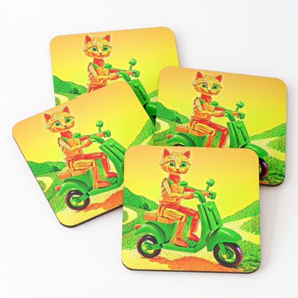 Item preview, *FUNNY COMIC BOOK ILLUSTRATION OF A CAT EATING SPAGHETTI BY RIDING SCOOTER* designed and sold by Ralek.