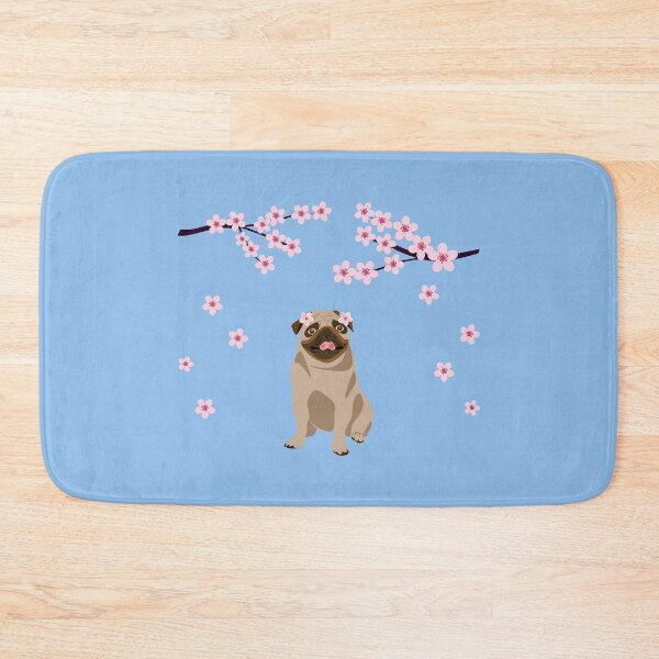 Item preview, Spring Pug Dog with Sakura Floral Tree designed and sold by SeasonalDogs.