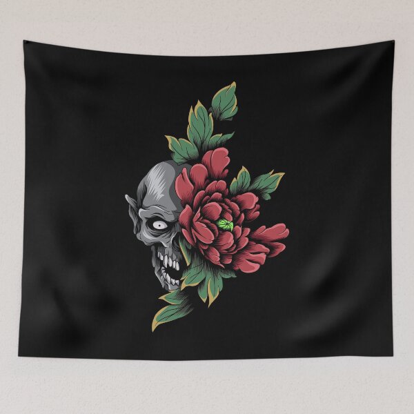 Item preview, Demonic Skull with Flower designed and sold by RedNeo.