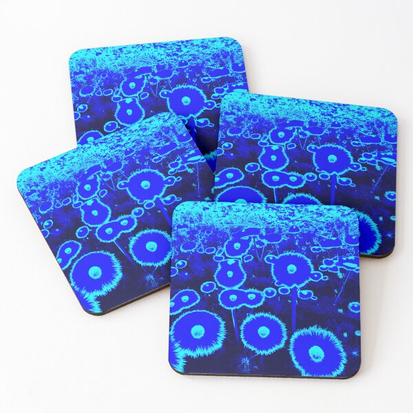 Item preview, Glowing Blue Abstract Dandelions designed and sold by asurtiumgreen.
