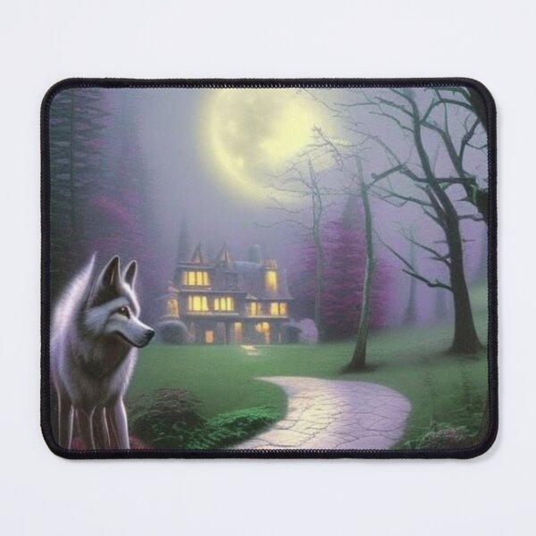 Item preview, Haunted house with wolf. Creepy wolf, spooky wolf, spooky wolf, haunted wolf designed and sold by Doggymadness.