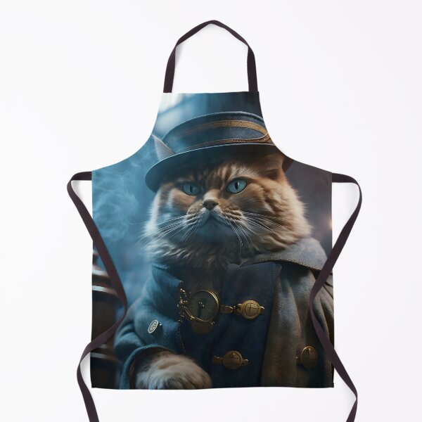 Item preview, Steampunk Cat in Coat & Hat at Train Station designed and sold by AIWanderer.