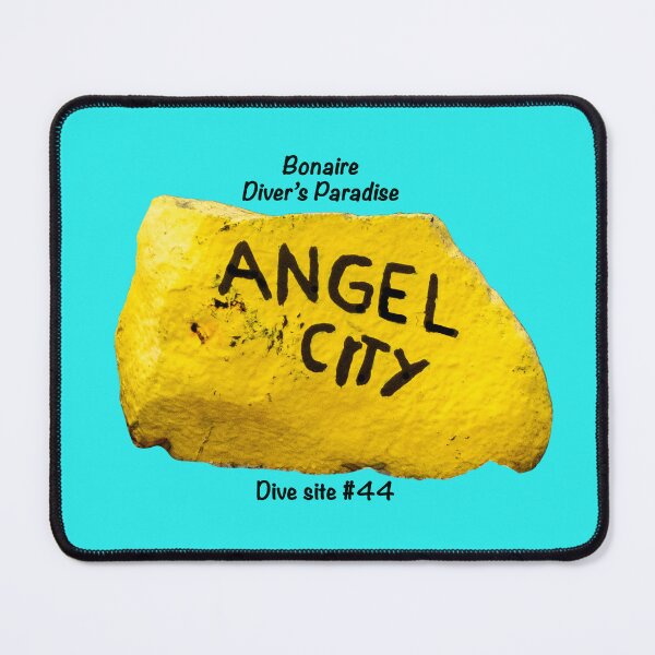 Item preview, Angel City, dive site #44, yellow marker stone, Pop art style, Bonaire, Dutch Caribbean designed and sold by Czechmrmaidwrld.
