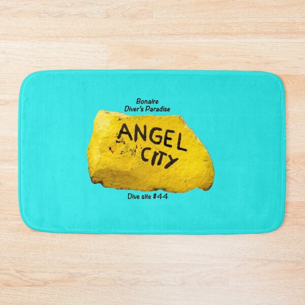 Item preview, Angel City, dive site #44, yellow marker stone, Pop art style, Bonaire, Dutch Caribbean designed and sold by Czechmrmaidwrld.
