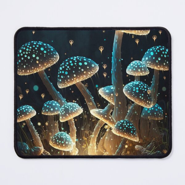 Item preview, smoky mystical mushrooms glowing blue light, dreamy light designed and sold by artofmestore.