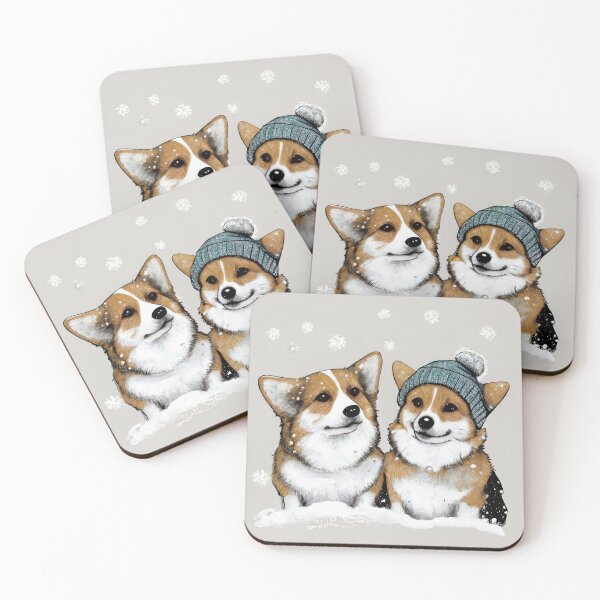 Item preview, Pembroke Welsh Corgi Friends in the Snow designed and sold by newnomads-art.