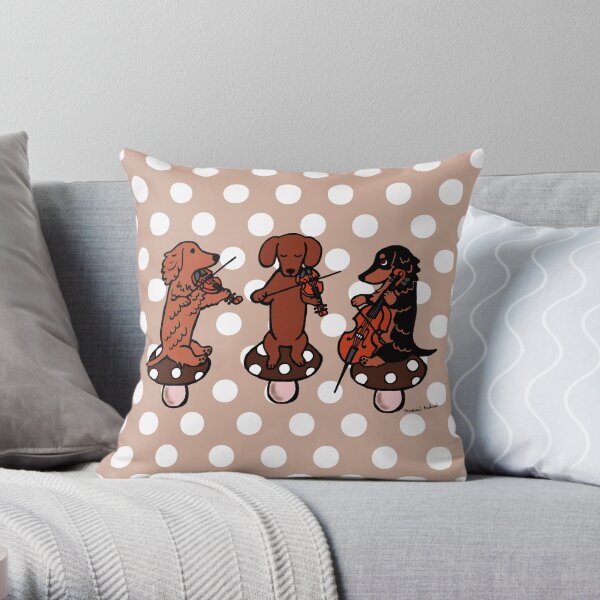 Dachshund Musicians String Trio Throw Pillow