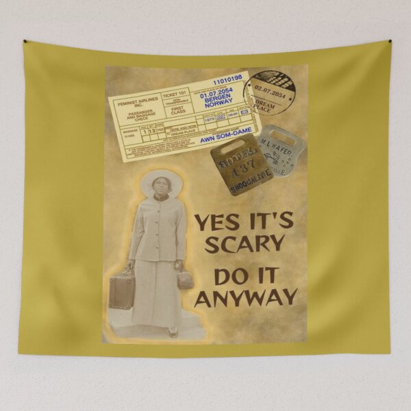Item preview, Black Feminist Humanist Quote - Yes It's Scary Do It Anyway designed and sold by LethalPixieDust.