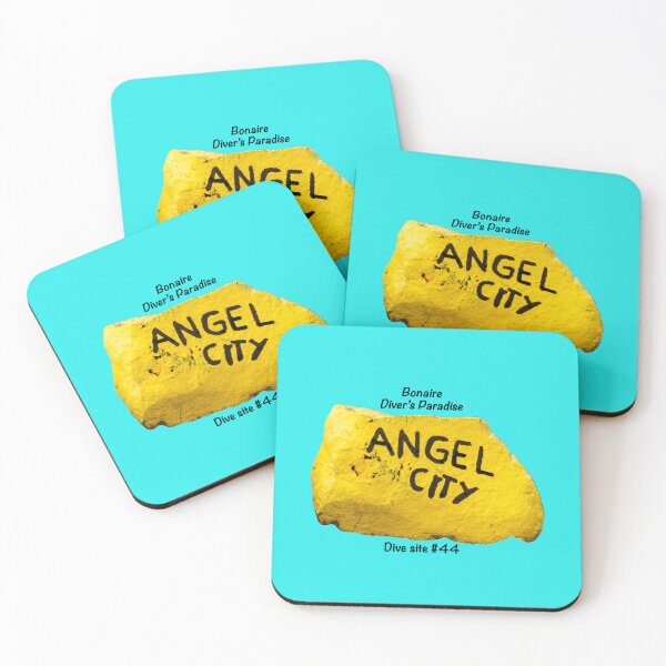 Item preview, Angel City, dive site #44, yellow marker stone, Pop art style, Bonaire, Dutch Caribbean designed and sold by Czechmrmaidwrld.