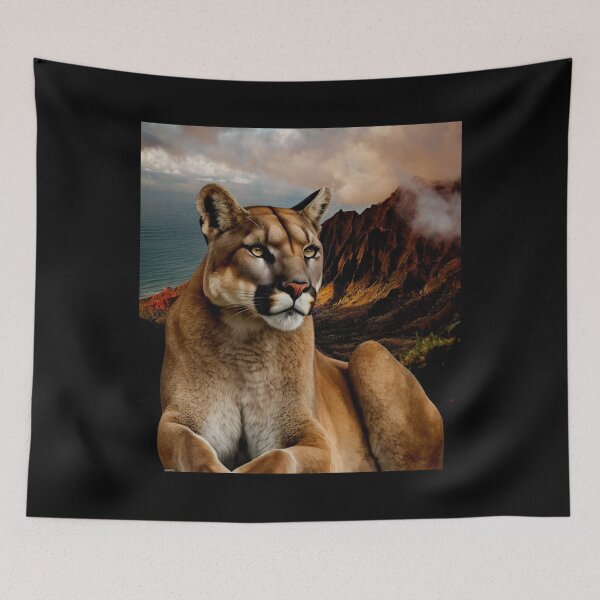 Item preview, Realistic Mountain lion with beautiful view  designed and sold by Modern Outlet  ⭐⭐⭐⭐⭐.