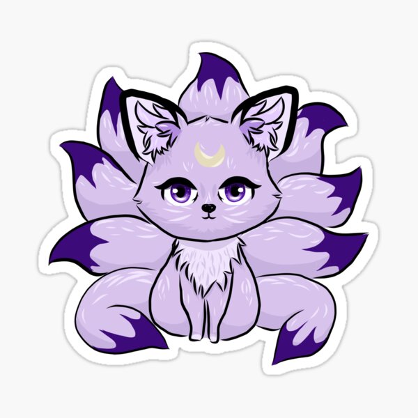 Nine Tail Chibi Fox Purple Sticker