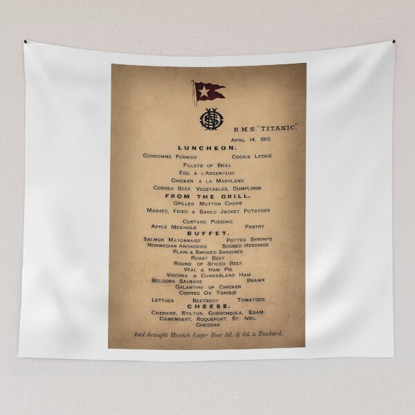 Item preview, TITANIC Final Luncheon Menu 1912 designed and sold by Daniel Hagerman.