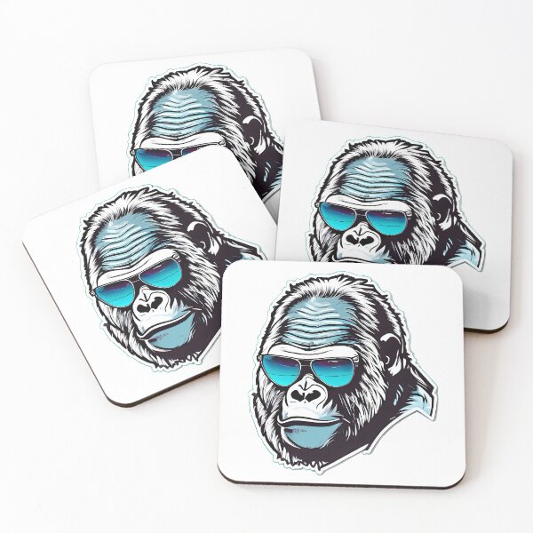 Item preview, Gorilla in Sunglasses | Blue Gorilla | Cool Gorilla Stickers and T-Shirt designed and sold by GlassFrogPrints.