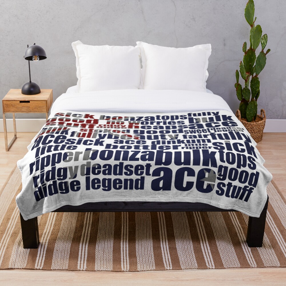 "Aussie Slang flag design" Throw Blanket by dodgerock Redbubble