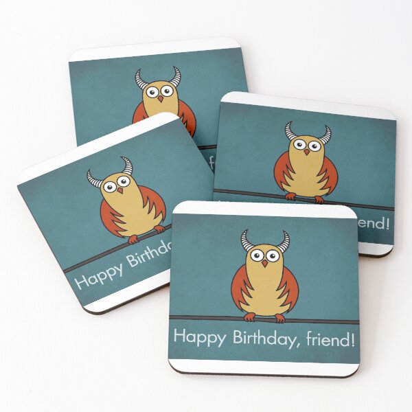 Item preview, Funny Cartoon Horned Owl Birthday Card designed and sold by Boriana Giormova.