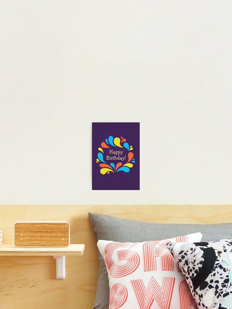 Impression Photo Funky Colorful Swirls Joyeux Anniversaire Par Azzza Redbubble