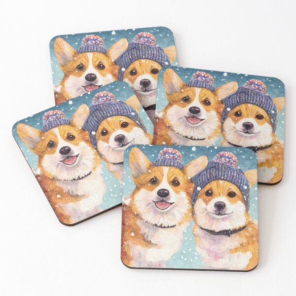 Item preview, Sweet Cardigan Welsh Corgi Friends in the Snow designed and sold by newnomads-art.