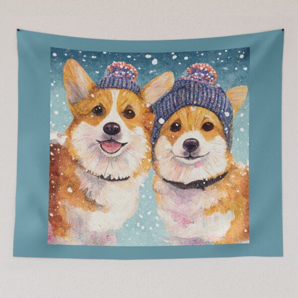Item preview, Sweet Cardigan Welsh Corgi Friends in the Snow designed and sold by newnomads-art.