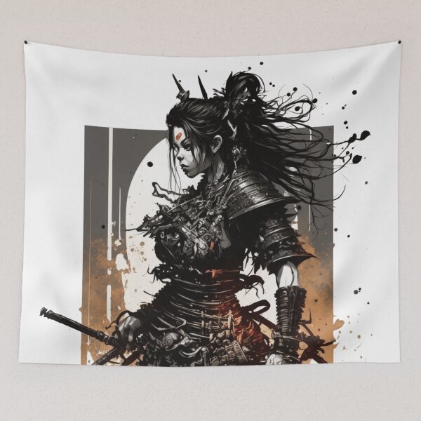 Item preview, Female Samurai On A Battlefield designed and sold by Nightarcade.