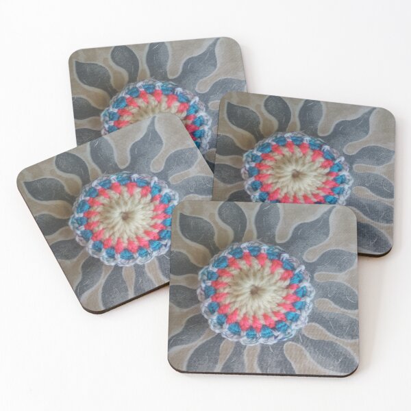 Item preview, Handmade mandala crocheted - wool and vintage fabric // designed and sold by Lillrose.