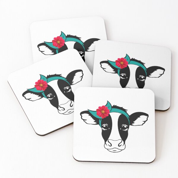 Item preview, ‘Maria Moo Moo Cow’ - Floral cow flower aesthetic, cool cow farmyard animal designed and sold by Flowerartlovers.
