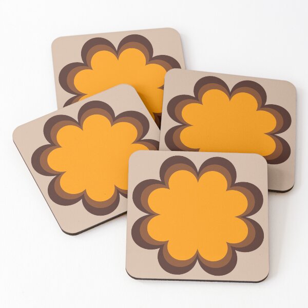 Item preview, Brown, yellow, seventies style scandi flower designed and sold by Kimmygowland.